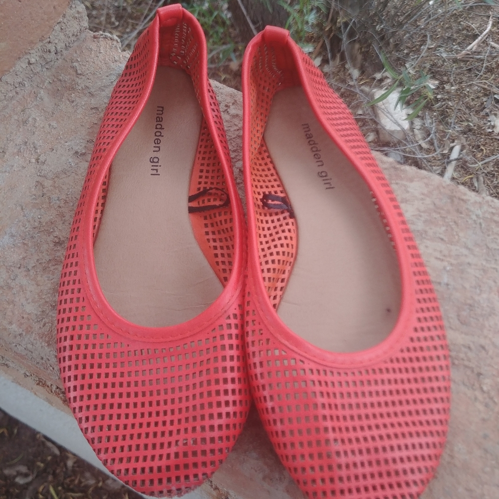 Madden Girl Perforated Mesh Flats Coral Melon 6